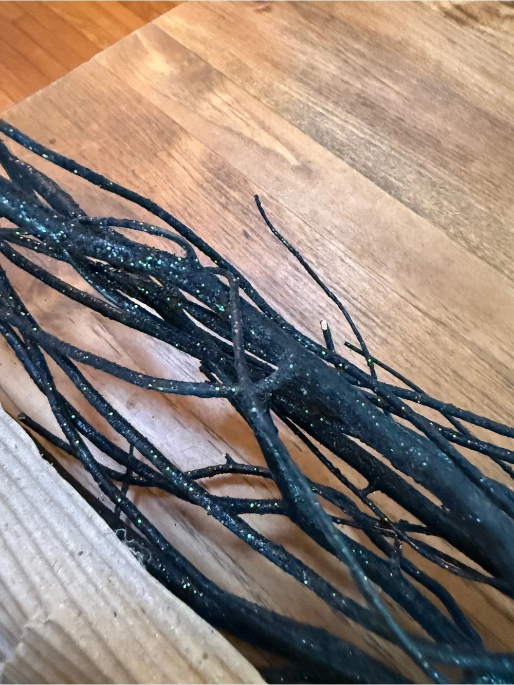 Halloween black sparkly Branch Stakes